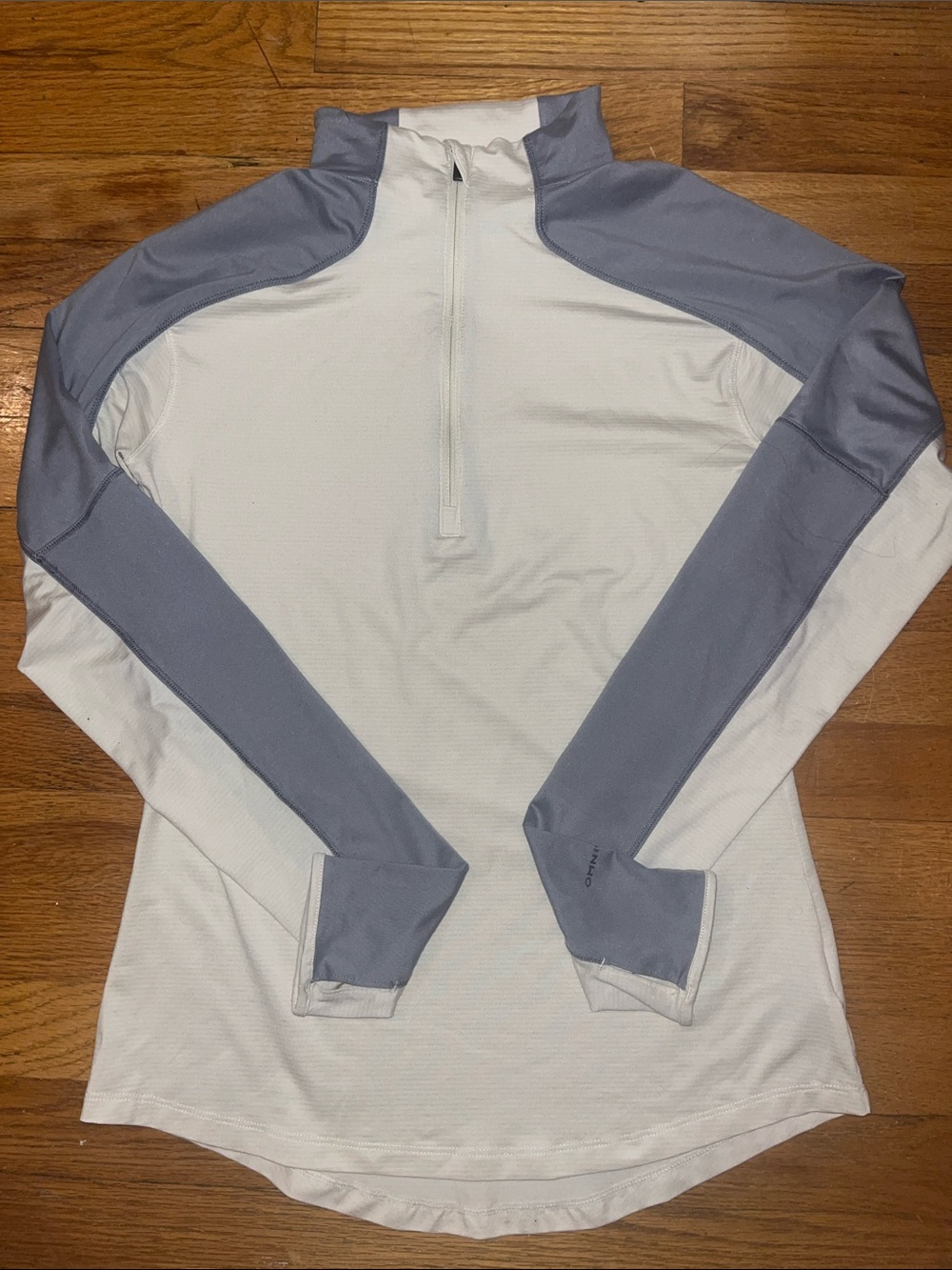 Columbia White and Light Gray Long Sleeve Half-Zip Top